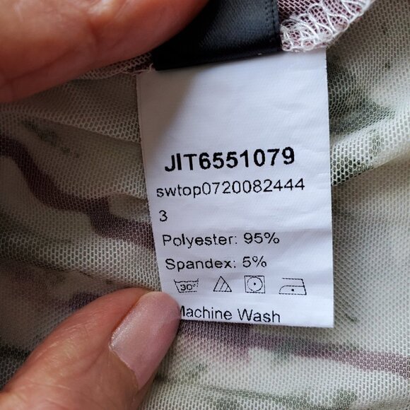 Y2K Mesh Fairygrunge Abstract Floral Camouflage Long sleeve Top M - Picture 8 of 16